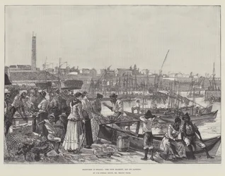 Skizzen in Brasilien, der Fischmarkt, Rio de Janeiro